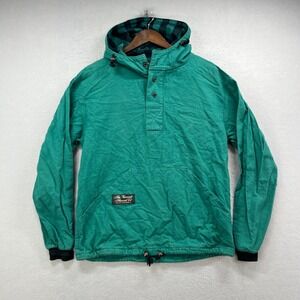 The Vermont Flannel Co Hoodie XS Green Henley Pullover Flannel Lined Made in USA